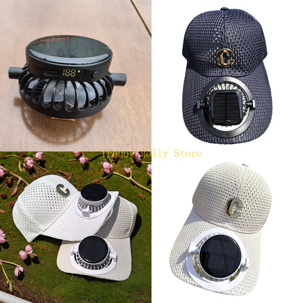 Outdoor Power Source - หมวกระบายอากาศ unisex N5KB เน้นการเลือกพลังงานเทคโนโลยีพลังงานแสงอาทิตย์และพัดลม USB