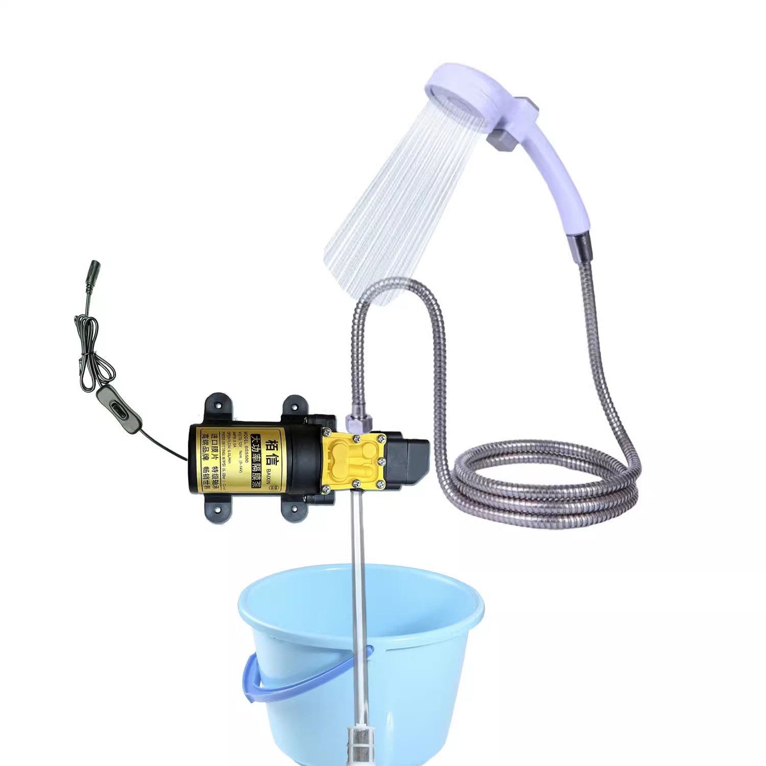 Outdoor Power Usa - 12V ยานยนต์หรือบ้านปั๊มไดอะแฟรม self-priming เครื่องซักผ้ารถยนต์กลางแจ้งชุดฝักบัวอาบน้ําไฟฟ้า