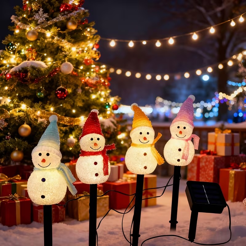 Outdoor Power For Christmas Lights - ไฟประดับรูปตุ๊กตาหิมะพลังงานแสงอาทิตย์สำหรับตกแต่งคริสต์มาส 1-4 ชิ้น เหมาะสำหรับทางเดินกลางแจ้ง ลานบ้าน และสนามหญ้า