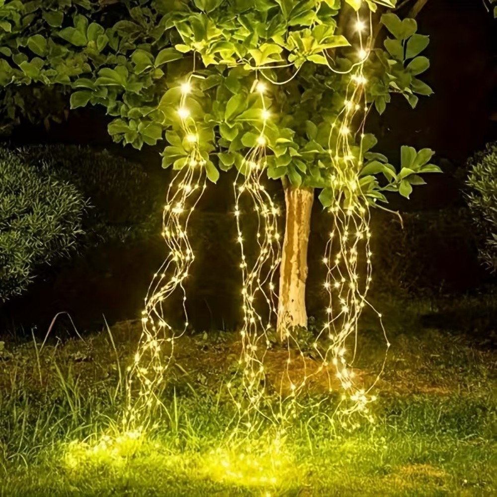 Outdoor Power For Christmas Lights - ไฟประดับสายรุ้งพลังงานแสงอาทิตย์ 3M600LED รุ่น Willow Vine แบบเรียงซ้อนกัน