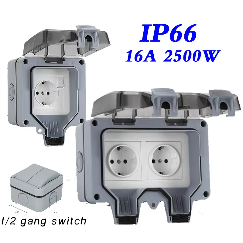 Outdoor Power Usa - EU KR ผนังกลางแจ้งซ็อกเก็ตกันน้ํา 16A Outlets เกาหลีไฟฟ้า