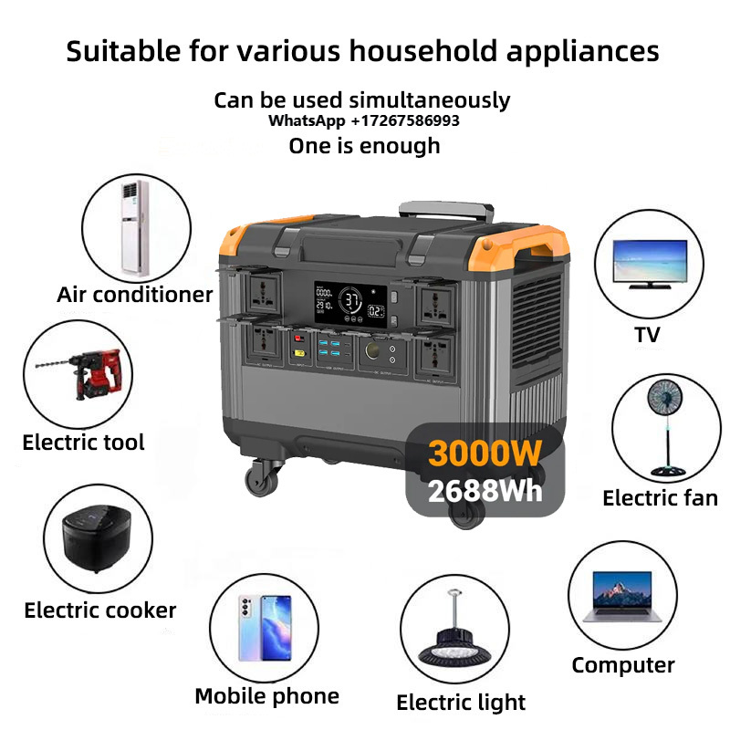 Outdoor Power Station - สถานีพลังงานอเนกประสงค์ OEM 3000W รองรับการชาร์จเร็ว ระบบกักเก็บพลังงานแสงอาทิตย์แบบพกพา ชาร์จเร็วสำหรับใช้งานกลางแจ้ง