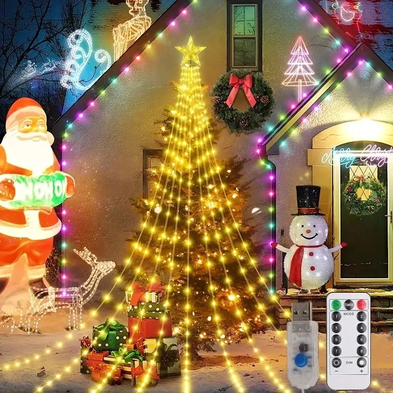 Outdoor Power For Christmas Lights - ไฟสาย LED รูปดาวแบบน้ำตก ใช้พลังงาน USB ความยาว