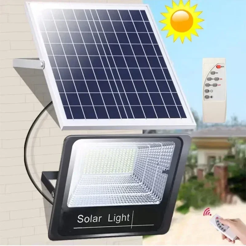 Outdoor Power Line - 30 W/60 W/100W200W พลังงานแสงอาทิตย์น้ําท่วมไฟรีโมทคอนโทรล Powered Spotlight