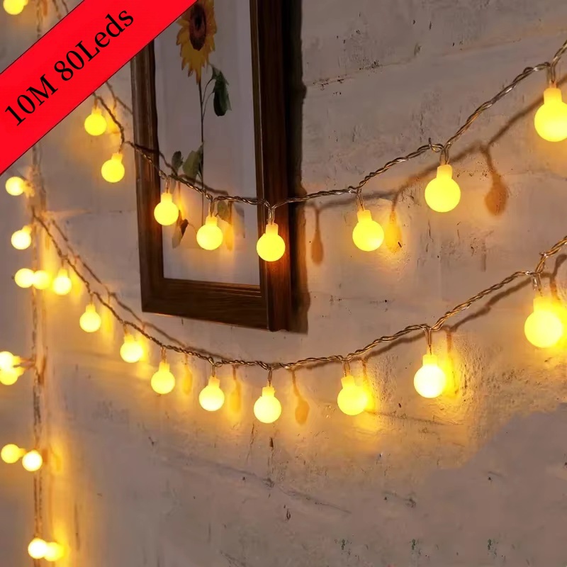 Outdoor Power For Christmas Lights - ไฟประดับแบบสาย USB/แบตเตอรี่ ไฟประดับทรงกลม ไฟกันน้ำสำหรับภายนอกอาคาร โคมไฟสำหรับงานแต่งงาน ไฟประดับสวน