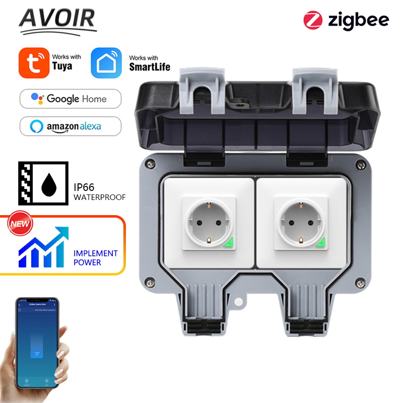 Outdoor Power Usa - Avoir Tuya Zigbee ซ็อกเก็ตไฟฟ้า IP66 กันน้ํากลางแจ้ง