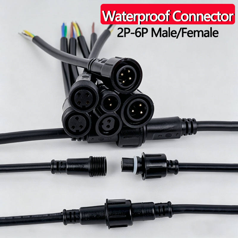 Outdoor Power Outlet - ชุดขั้วต่อสายไฟกันน้ำ 2/3/4/5/6 พิน พร้อมปลั๊กและสายเคเบิลขนาด 0.5-1.5 มม.²