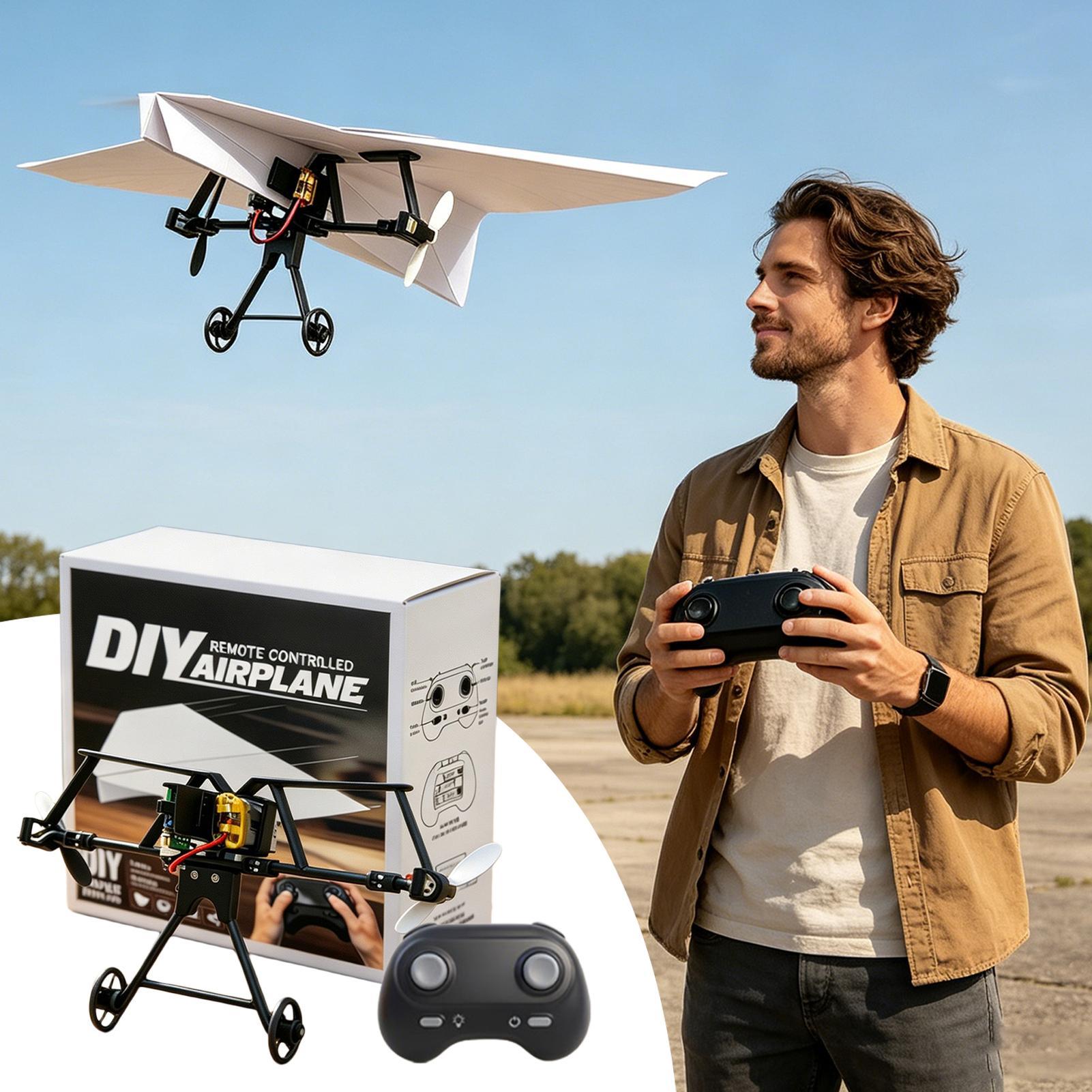 Outdoor Power Usa - ชุดเครื่องบินกระดาษ DIY RC ของเล่นเครื่องบินบังคับวิทยุไฟฟ้าสำหรับเด็กชาย เด็กหญิง สนามหลังบ้าน