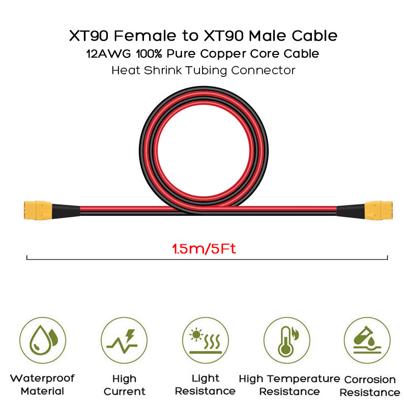 สายเคเบิล XT90 ตัวผู้ถึง XT90  - Outdoor Power Station บทวิจารณ์และราคา