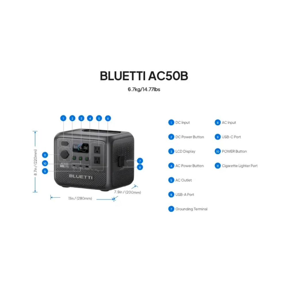 สถานีไฟฟ้าพกพา BLUETTI AC50B 7 - Outdoor Power Usa บทวิจารณ์และราคา